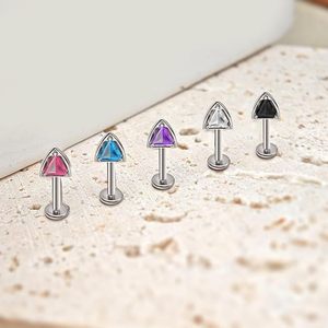 <b>Titanium</b> Alloy Pyramid <b>Stud</b> Earring 1.2x6mm 1.2x8mm 1.2x10mm Bezel Setting Fashion Piercing Jewelry - Product Image 3