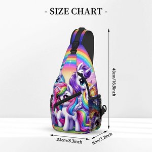 Kleine Brusttasche mit Einhorn-Aufdruck, bestes Geschenk für Männer und Frauen, 2D-Cartoon, großes Fassungsvermögen, Outdoor-Sport, Freizeit, Mode - Product Image 2