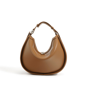 Fashion Lady Genuine Leather Single <b>Strap</b> Zipper Closure Moon Shape <b>Shoulder</b> Bag Tanjing - Product Image 4