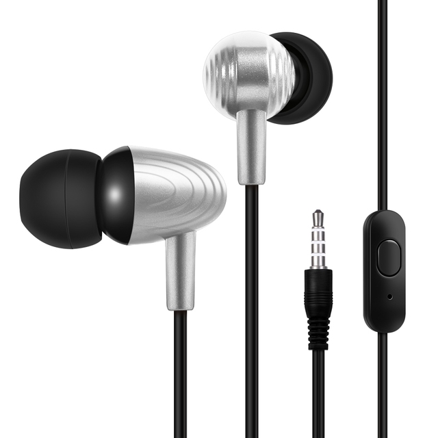 Wired in Ear Earphones with Microphone 35mm Jack PVC Cable Budget Earbuds Heavy Bass Cell Phone Headset Retail Package