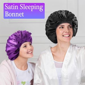 IStapromo Gorro de Dormir con Correa, Color Sólido, de Seda Artificial, para Belleza y Cuidado del Cabello, Pañuelo para la Cabeza con Borde Ancho - Product Image 3