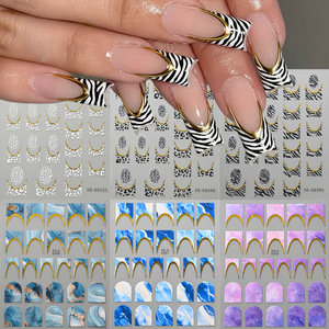 Nouvelles fournitures pour ongles, décoration 3D pour ongles, estampage or, style français, ligne de marbre rose, autocollants pour nail art - Product Image 3
