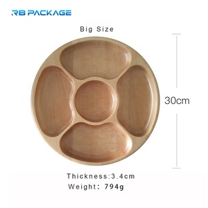Plateau à dessert pour bébés adultes, vaisselle saine écologique <span class=keywords><strong>assiette</strong></span> en bois à 5 compartiments pour la nourriture - Product Image 5