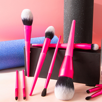Kit de 10 pinceaux de maquillage roses à marque privée, professionnels et plats, pour le visage, avec logo personnalisé – Vente Flash