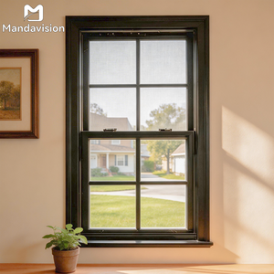 Fenêtre coulissante verticale à simple battant, cadre en aluminium, <span class=keywords><strong>double</strong></span> vitrage avec moustiquaire, hauteur et largeur personnalisées pour maison et bureau - Product Image 2