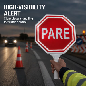 Bastón reflectante de tráfico para carretera 21cm / 31cm / 46cm Verde <span class=keywords><strong>SIGA</strong></span> Rojo PARE Señal de advertencia manual tipo bastón para carretera - Product Image 2