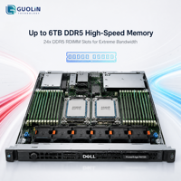 Serveur en rack Dell PowerEdge R6725 1U, double processeur AMD EPYC 9005 Series, 6 To DDR5, 3x PCIe Gen5, double OCP, serveur de calcul haute densité
