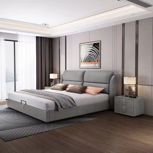 Lit Double de 1.8M En CUIR ทั้งชุดสำหรับ Chambre A coucher de Luxe cadre de Lit Queen Size fournisseur En Gros Bon Marche - Product Image 1