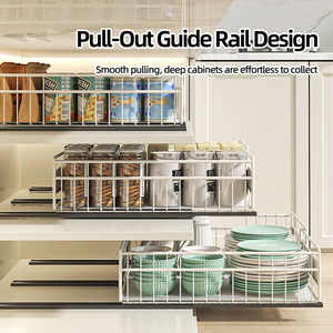 No Drilling Pull Out Cabinet Organizer Extendable Silent Sliding Storage <strong>Shelves</strong> <strong>Basket</strong> for Kitchen Pantry Organizer <strong>Basket</strong> - Product Image 4