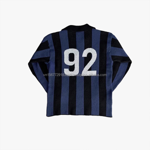 Suéter de Punto Vintage Estilo Jersey con Rayas Verticales para Hombre y Mujer, Otoño Invierno 2026, con Estampado de Letras y Cuello Polo - Product Image 5