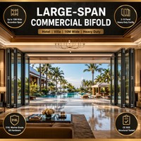 Jendela Lipat Aluminium Alloy Heavy Duty Horizontal Bifold Multi-Panel Akordeon Komersial Villa Bukaan Besar Kaca Ganda