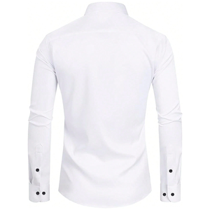 프리미엄 품질 면 옥스포드 솔리드 럭셔리 브랜드 사용자 정의 자수 로고 인쇄 긴 소매 남성 정장 비즈니스 턱시도 셔츠 - Product Image 2