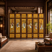 Paravent décoratif à 6 panneaux HUAZE, artisanal, en feuille d'or, pour femmes, élégance chinoise intemporelle, MF-P3008G