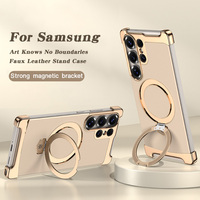Funda Magnética Premium para Teléfono con Anillo de Soporte, Electrochapada en TPU, Protección Antigolpes en las Esquinas, para Samsung S26 25 Ultra
