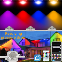 Guirnalda de Luces LED Inteligentes para Exteriores, 15 Metros, 30 Luces RGB, Diseño de Piedras Preciosas, Permanentes, Impermeables, para Aleros