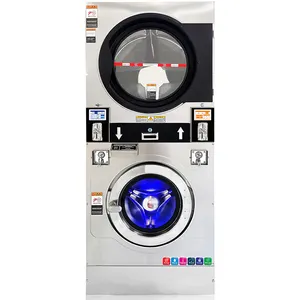 Peralatan binatu komersial 12kg 16kg 22kg pengering mesin cuci tumpuk koin dioperasikan dengan fungsi kering cucian listrik