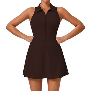 YW004 haute qualité léger Spandex/Nylon vêtements actifs robe de Tennis pour les femmes taille haute sans manches transfert de chaleur imprimé - Product Image 1