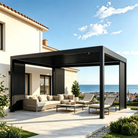 Pergola bioclimatique motorisée en aluminium robuste avec toit à lames orientables télécommandées, résistante au vent, à la neige, à l'eau et aux UV