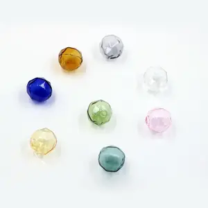 批发混色空心圆形多边形玻璃吹制珠子水晶灯罩珠宝制作用玻璃珠