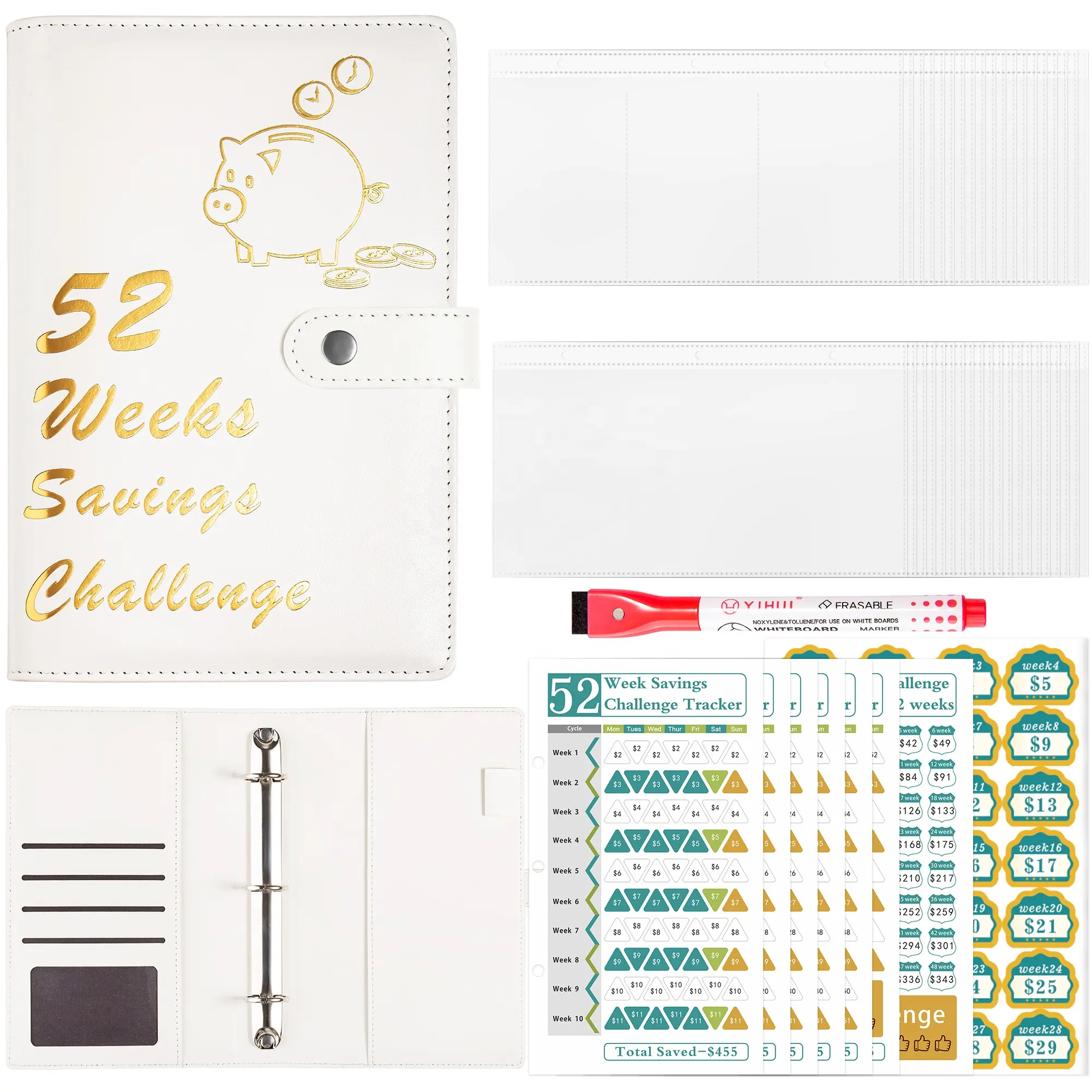 Manufacturer Price A5 Handbook 52 weeks money saving challenge binder  Saving Money Book