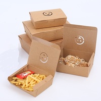 Boîtes d'emballage alimentaire à emporter auto-formables et recyclables pour frites et nuggets de poulet frit, avec lamination mate et gaufrage