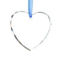 Ornement de Noël personnalisé en verre facetté de 8 cm, épaisseur 6 mm, cœur rond transparent vierge, décoration suspendue pour sapin de Noël, idéal pour la gravure DIY