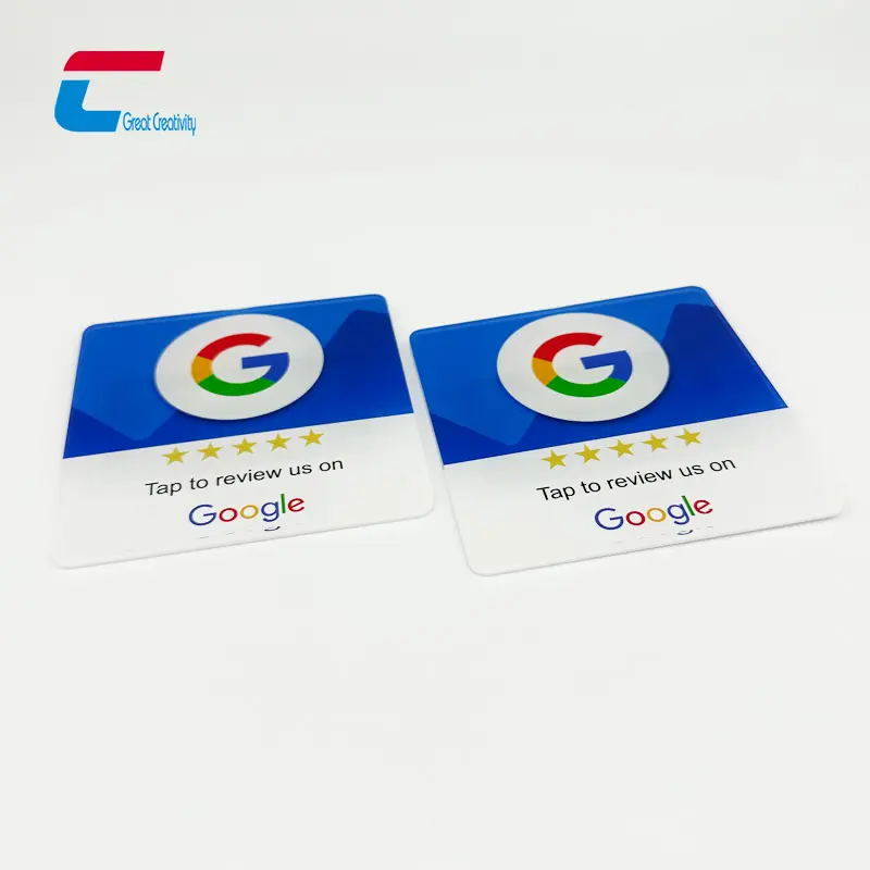 13,56 Mhz Acrílico personalizado NFC Menú DE REVISIÓN DE Google Placa NFC Acrílico NFC Tarjeta de visita