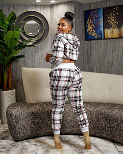 Designer Plaid Jacket and Pant Set Women <strong>Clothing</strong> 2022 Fall Winter Two Piece Plaid Outfits - Product Image 2