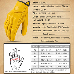 Guanti moto Vintage SUOMY guanti Motocross in pelle MTB <span class=keywords><strong>motociclista</strong></span> ciclismo <span class=keywords><strong>motociclista</strong></span> protezione pelle di capra guanti Touchscreen - Product Image 6