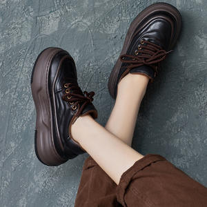 Zapatos de Plataforma con Cordones Hechos a Mano en Cuero Genuino Estilo Británico para Mujer, Novedad de Otoño - Product Image 3