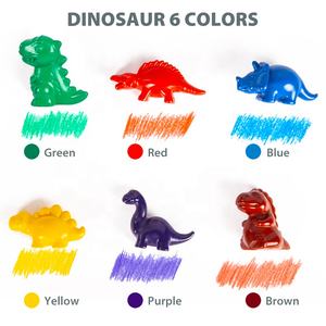 Krayon Dinosaurus 2026 untuk Balita 6 Warna Hadiah Tidak Beracun Bentuk Hewan Dinosaurus Krayon Gambar untuk Anak-Anak - Product Image 3