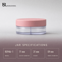 Pot à poudre cosmétique vide 71 mm en plastique transparent avec tamis à 4 compartiments