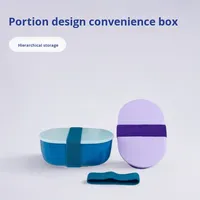 Nouvelle boîte à bento japonaise ovale pour enfants, compartimentée, en PP de qualité alimentaire, compatible micro-ondes, avec fermeture à sangle élastique, 501-800ML