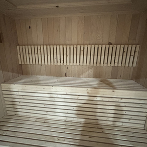 Sauna moderne <span class=keywords><strong>en</strong></span> <span class=keywords><strong>bois</strong></span> de pruche pour 5 personnes, écologique, avec ventilation <span class=keywords><strong>solaire</strong></span>, panneau de commande informatisé et <span class=keywords><strong>douche</strong></span> supplémentaire - Product Image 6