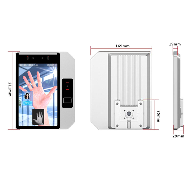 Face Recognition Palm Vein Biometric Authentication 8-inch Touchscreen Aviation-grade Aluminum Alloy Access Control Attendance