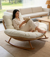 Fauteuil à bascule double pour adulte, idéal pour chambre, salon, balcon – Confort et détente assurés