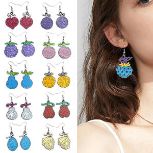 Nouvelles Boucles d'Oreilles Tendance Unisexe en Alliage, Style Japonais Anime, Motif <span class=keywords><strong>Ace</strong></span> <span class=keywords><strong>Fruit</strong></span> <span class=keywords><strong>du</strong></span> Démon Caoutchouc Doré Brûlant - Product Image 3