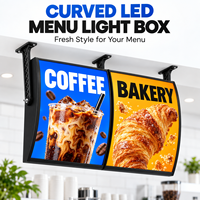 Enseignes LED d'intérieur pour affichage publicitaire, boîte lumineuse LED murale suspendue incurvée, en alliage d'aluminium décoratif en forme d'arc, pour prix et menus de magasin