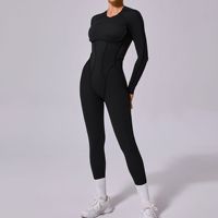 Solide femmes Yoga combinaison personnalisé demi fermeture éclair pantalons longs body combishort Gym Fitness ensembles pour la danse Yoga