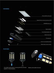 IP67 étanche tout-en-un LED lampadaire <span class=keywords><strong>solaire</strong></span> extérieur lumière de charge <span class=keywords><strong>solaire</strong></span> avec alimentation CC - Product Image 2