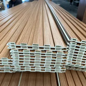 PVC Coating WPC Wall Panel Indoor Decoration Wood Plastic Composite WPC Cladding Fluted Wall Board
