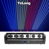 Yelang 1w 6 yeux, lumière laser à tête mobile monochrome, DMX, activation vocale, club, DJ, bar, faisceau laser rouge, vert, bleu, lumière de scène