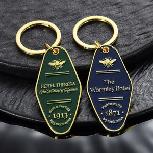 سلسلة مفاتيح جديدة وعصرية لعام <span class=keywords><strong>2026</strong></span> بتصميم مخصص ثنائي وثلاثي الأبعاد لغرف الفنادق، مطلية بالذهب ومزينة بالمينا بتصميم عتيق مع شعار الفندق - Product Image 6