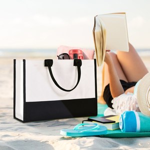 Tùy Chỉnh Chất Lượng Cao Bền Không Thấm Nước Cá Nhân Ban Đầu Vải Bãi Biển Túi Tote, Chữ Lồng Quà Tặng Túi Tote Cho Phụ Nữ Mua Sắm - Product Image 3