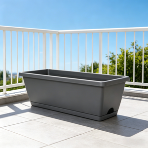 Jardinière rectangulaire en plastique avec trous de drainage, écologique, à fixation murale, pour légumes, herbes, fleurs, utilisation en extérieur, <span class=keywords><strong>balcon</strong></span>, jardin - Product Image 1