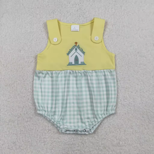 Ensembles d'été décontractés pour bébés filles et garçons, barboteuse à manches courtes avec broderie Jésus, tenues pour Pâques - Product Image 5