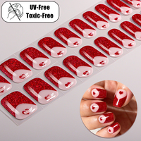 Fabricant sur mesure de vernis à ongles en gel, bandes d'ongles, autocollants pour ongles avec design pailleté pour la Saint-Valentin, sans UV, sans BSA, enveloppes d'ongles en gel