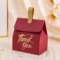 Boîte cadeau en papier avec poignée en cuir PU, boîte à dragées pour mariage, souvenir pour les invités de la fête, emballage