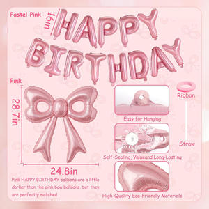 Elegante Set di Palloncini in Foil con Fiocco, Nastro in Seta, Colori Nero e <span class=keywords><strong>Rosa</strong></span>, Palloncini ad Elio per Decorazioni Festa di <span class=keywords><strong>Compleanno</strong></span> - Product Image 3