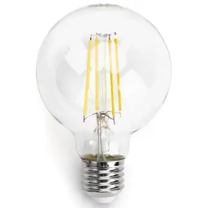 Lampadina LED G80 E27 6W con filamento trasparente, ideale per decorazione e ambienti caldi. - Product Image 1